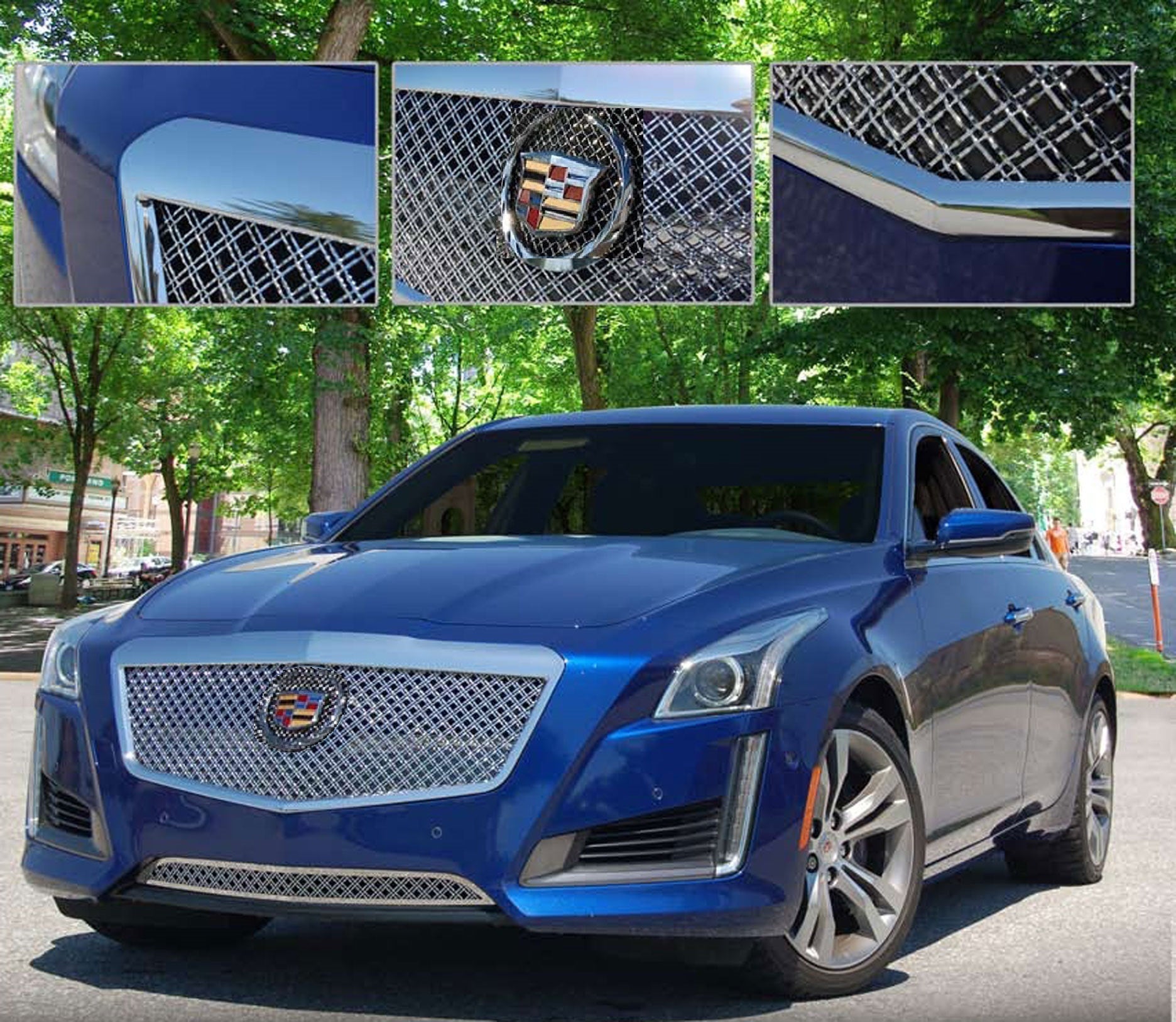 Gloss Black Front Upper Grille For 2014-2019 Cadillac CTS Sedan – Direct Fit, PEGAPARTS